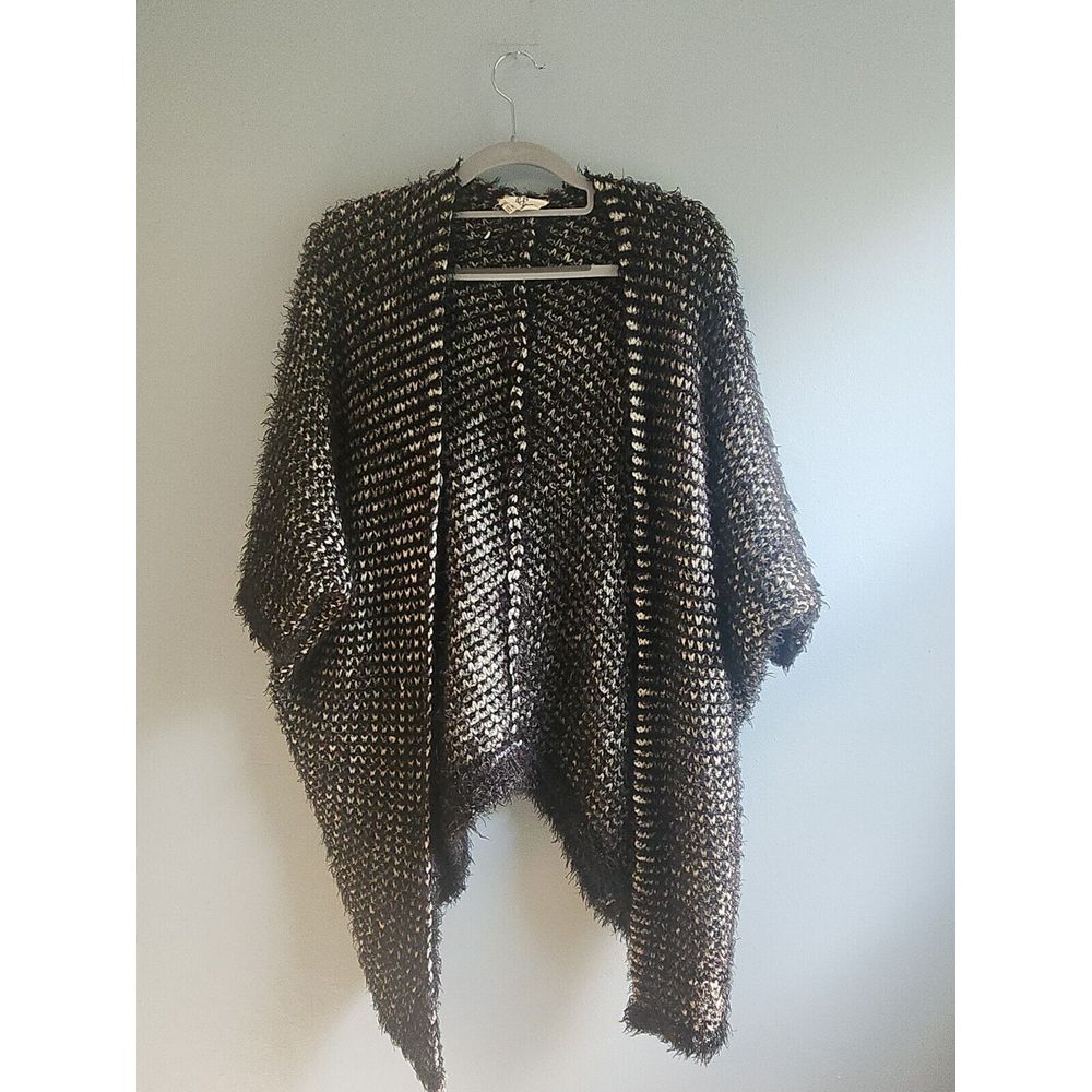 Olive & Oak‎ Women's Fringe Oversized Asymmetrical Long Cardigan Sweater XS